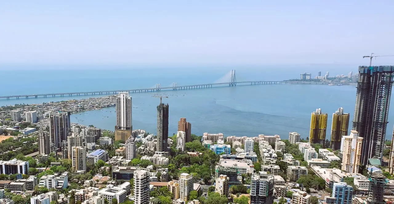 Rustomjee Crown: The Sea Link and the bay from a high floor