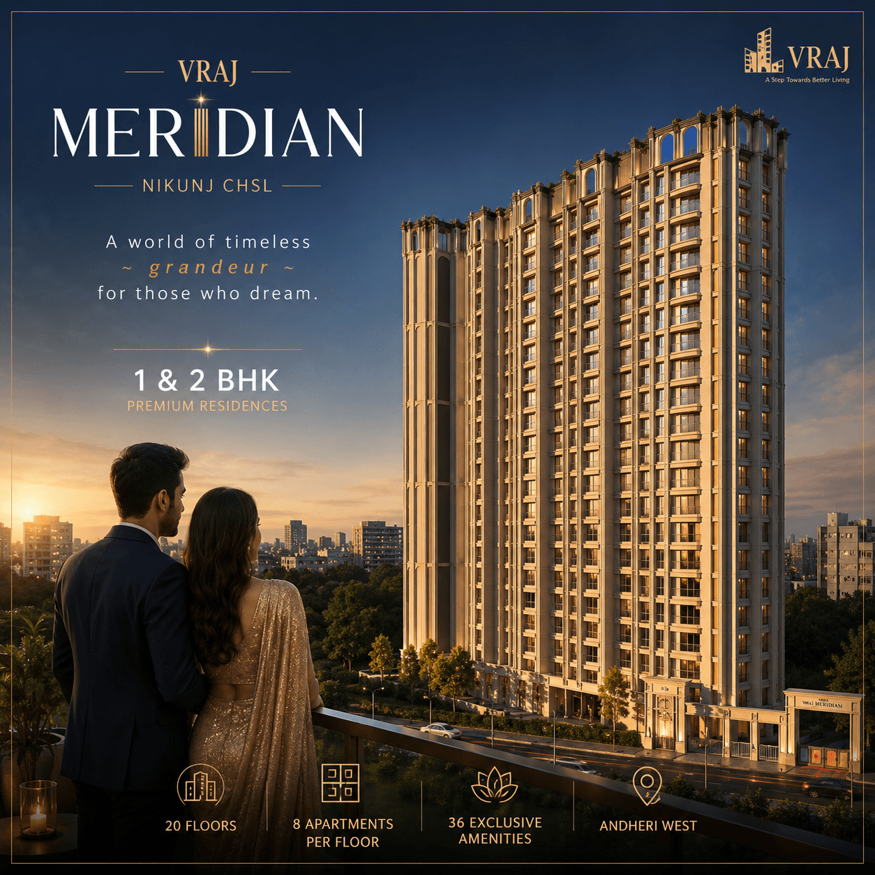 1.5 BHK, 2 BHK, 2 BHK Large Vraj Meridian, Amboli, Andheri West, Mumbai — 1.43 Cr onwards